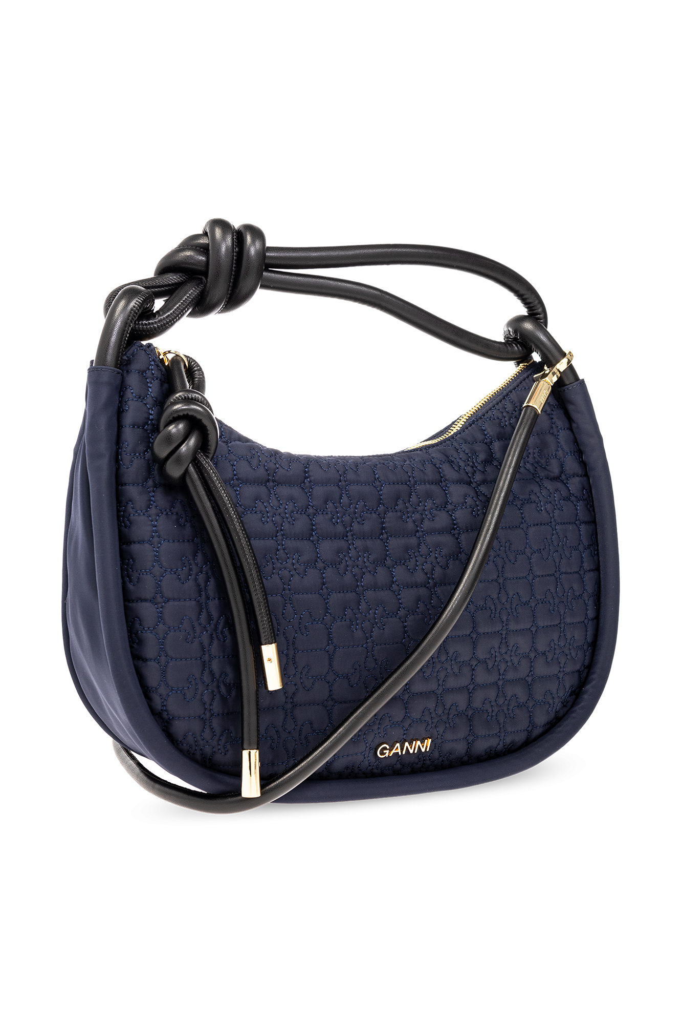 Navy blue 'Knot' quilted shoulder bag Ganni - Vitkac GB